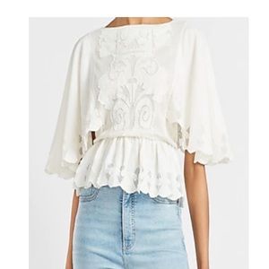 Express Lace Scalloped Peplum Top.